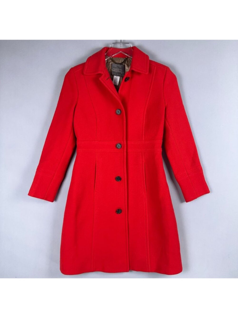 J. Crew Red Double Cloth Wool Coat Size 00Petite Fully Lined Winter Outerwear - Picture 2 of 10